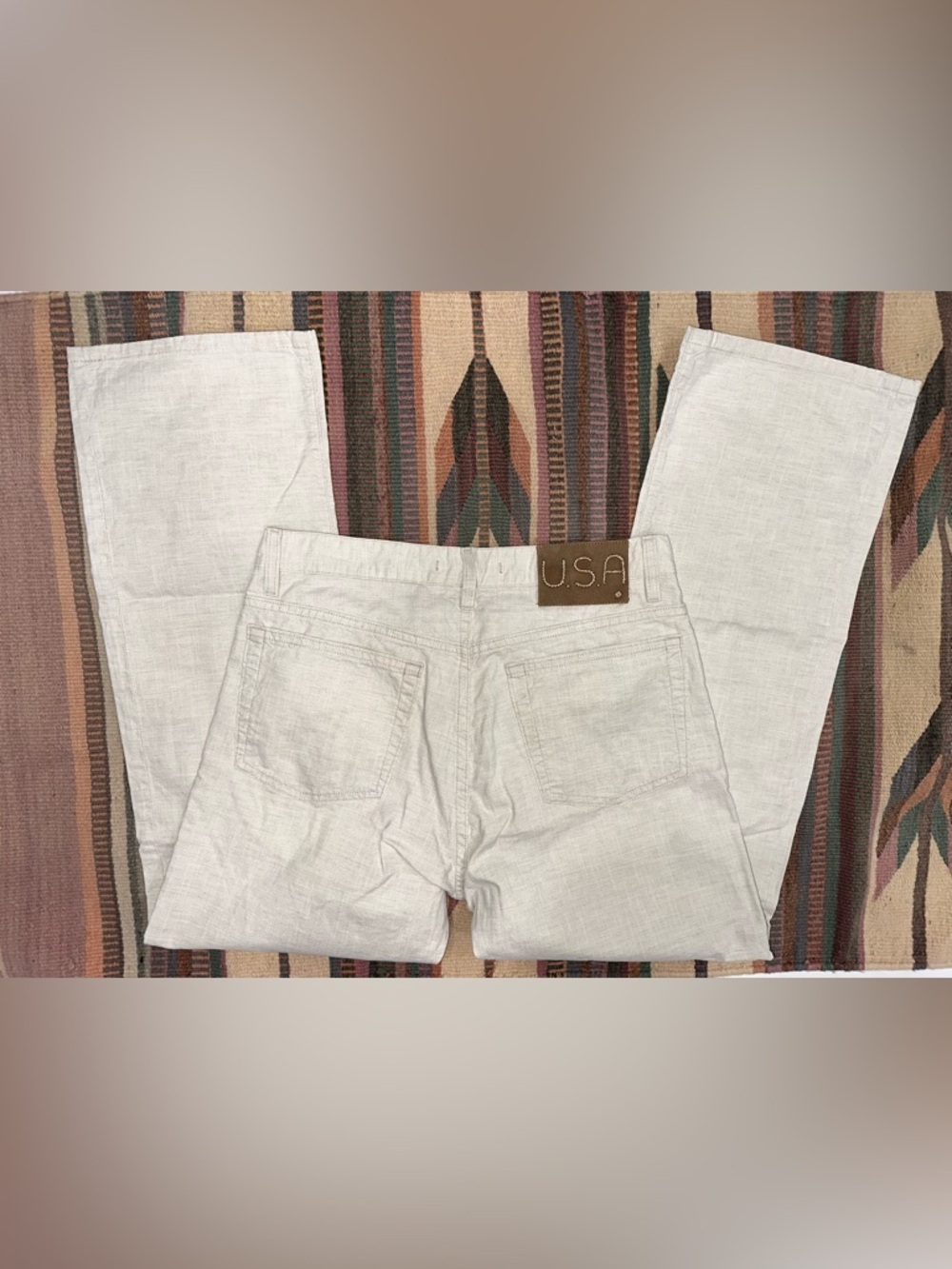 John Varvatos Cream Linen-Cotton Pants Women’s 31 NWOT